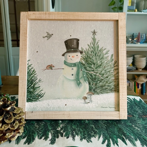 Vintage inspired Winter Woodland Snowman Light Up Picture - Picture 4 of 6